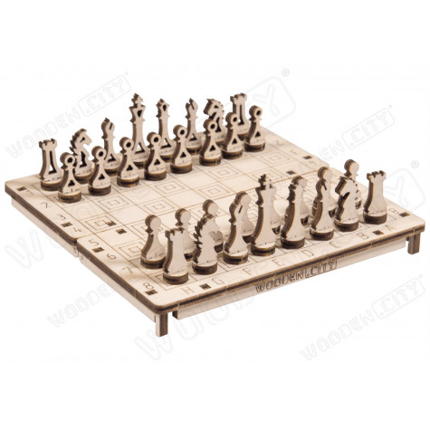 WOODEN CITY 3D puzzle hra Šachy a Dáma 2v1 ~ 1