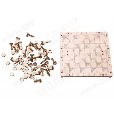 WOODEN CITY 3D puzzle hra Šachy a Dáma 2v1 ~ 3