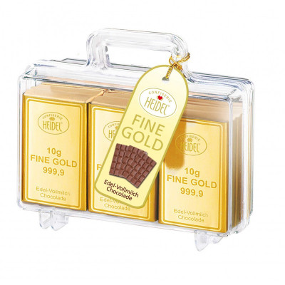 Heidel Kufřík s čokoládou zlaté cihličky Fine Gold 120g