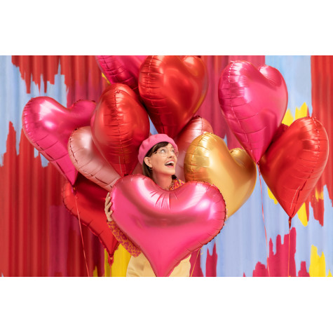 Nafukovací fóliový balónek 61x53cm - Srdce - růžové