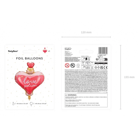 Nafukovací fóliový balónek 49x54cm - Lektvar lásky Love potion