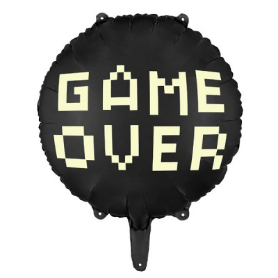 Nafukovací fóliový balónek 45 cm - Game over - černý