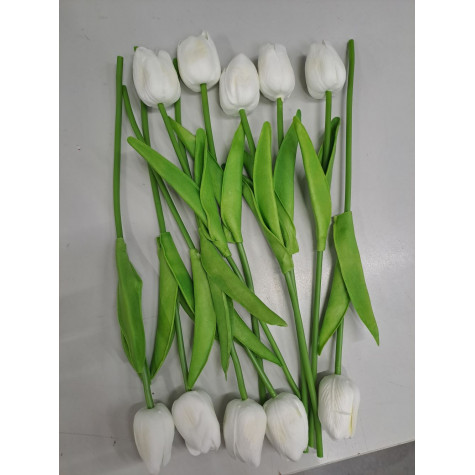 Umělé tulipány 10 ks - bílé ~ 4