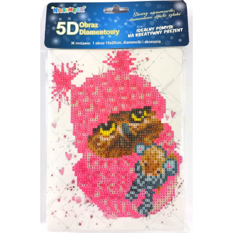 Norimpex Diamantový obrázek malování 15x20cm - Sova v růžovém ~ 2