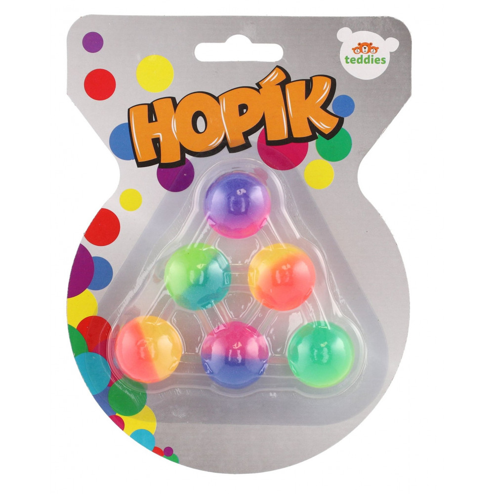 Teddies Hopík míček 6ks - duhový