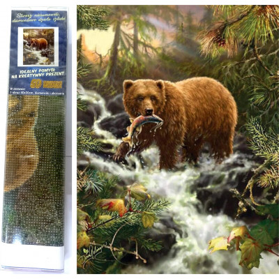 Norimpex Diamantový obrázek malování 30x40cm - Medvěd na lovu