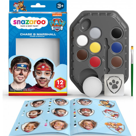 Snazaroo Sada 8 barev na obličej Tlapková patrola: Chase & Marshall ~ 2