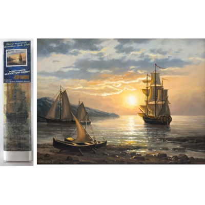 Norimpex Diamantový obrázek malování 30x40cm - Západ s loděmi