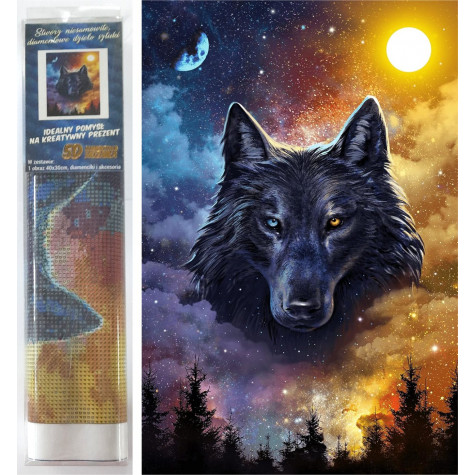 Norimpex Diamantový obrázek malování 30x40cm - Temný vlk ~ 1
