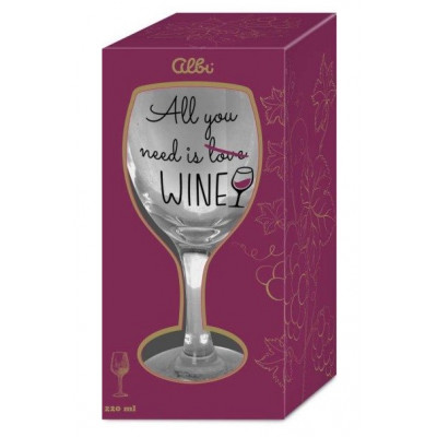 Albi Sklenice na víno 220 ml - All you need is love Wine