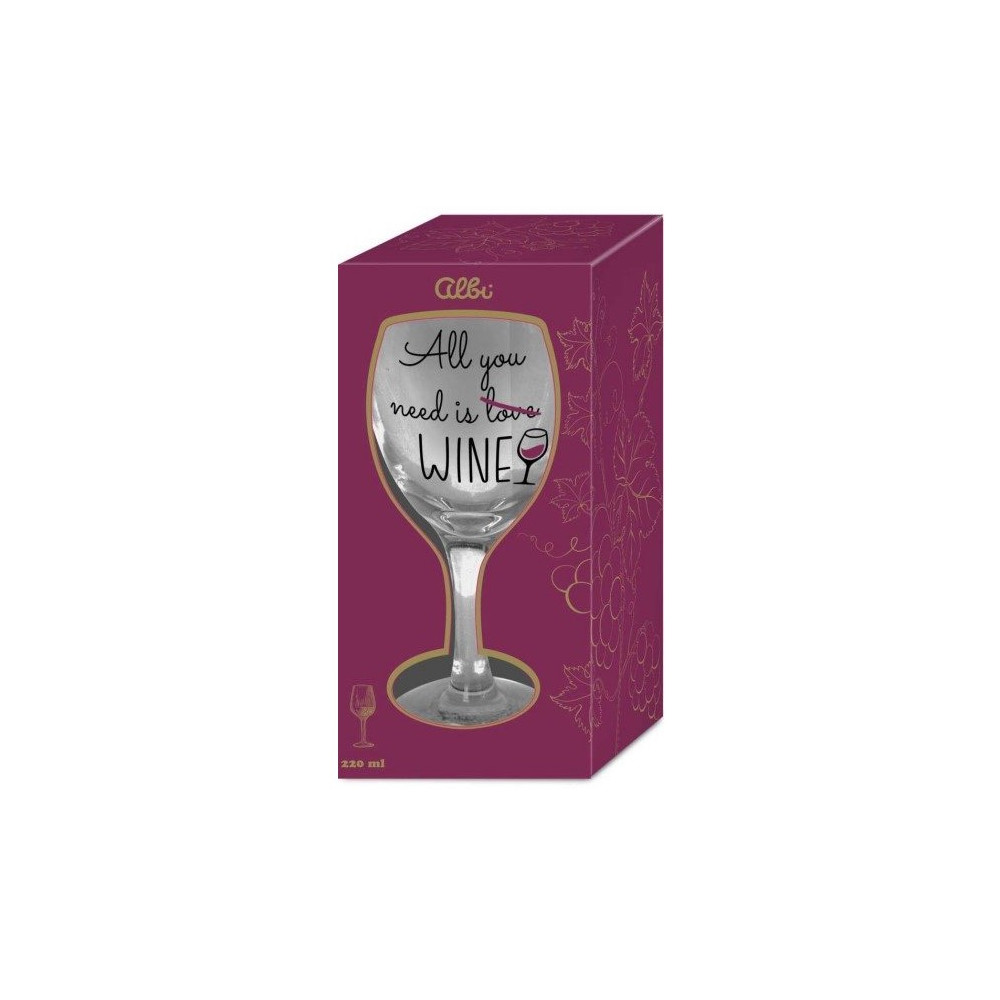 Albi Sklenice na víno 220 ml - All you need is love Wine