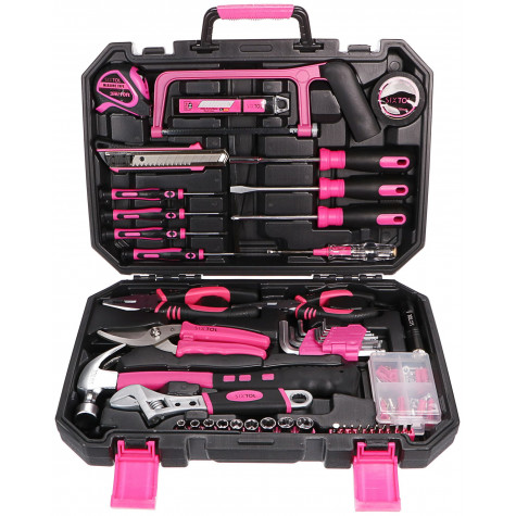SIXTOL Sada nářadí Home pink 128 ks ~ 1