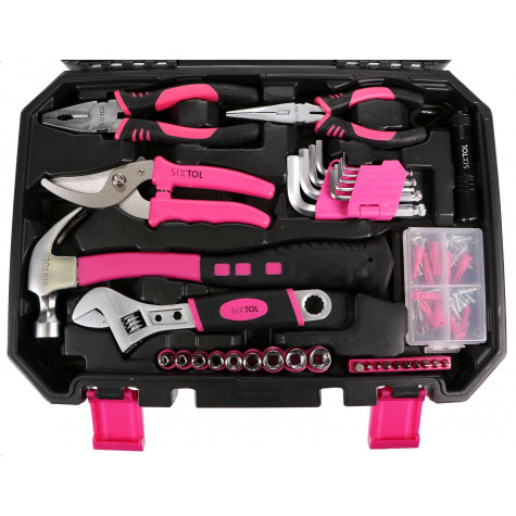 SIXTOL Sada nářadí Home pink 128 ks ~ 4