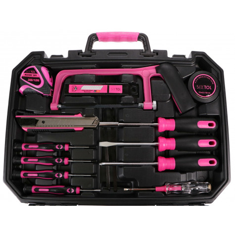 SIXTOL Sada nářadí Home pink 128 ks ~ 5