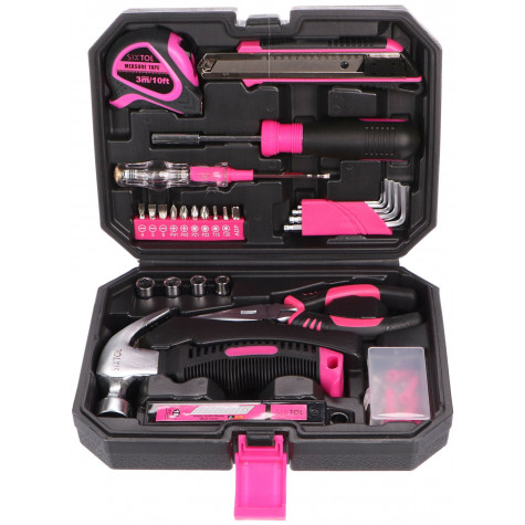 SIXTOL Sada nářadí Home pink 66 ks ~ 1