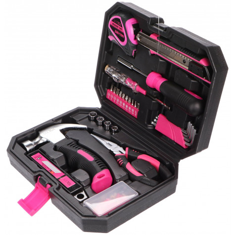 SIXTOL Sada nářadí Home pink 66 ks ~ 2