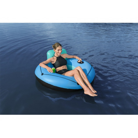 Bestway 43108 Nafukovací kruh s opěrkou a úchyty 119 cm - modrý ~ 2