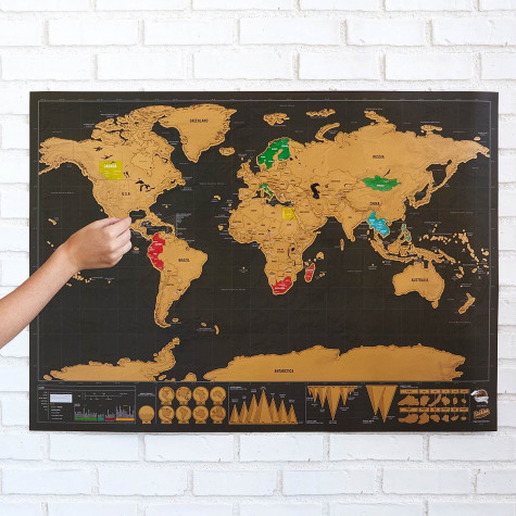 Stírací mapa světa - deluxe - černá ~ 1