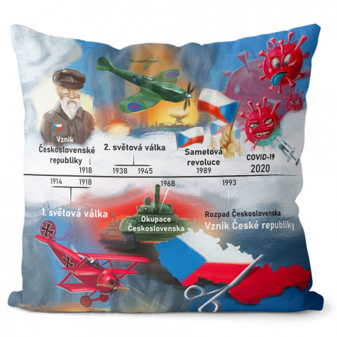 Polštář oboustranný 40 x 40 cm - Letopočty ~ 1