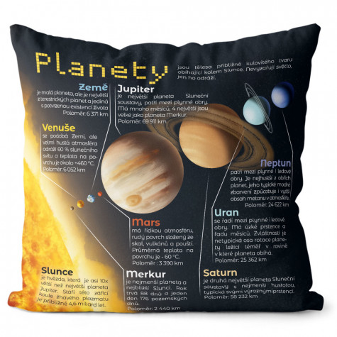 Polštář oboustranný 40 x 40 cm - Vesmír a planety ~ 1