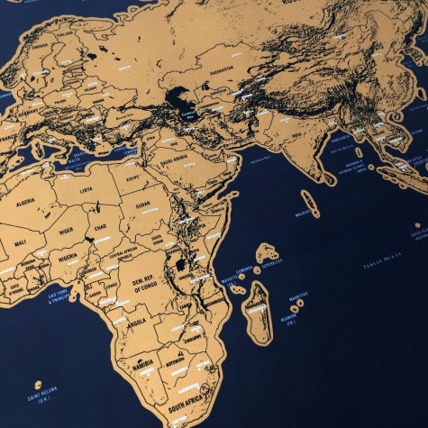 Stírací mapa světa - deluxe - černá