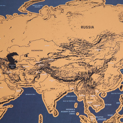 Stírací mapa světa - deluxe - černá