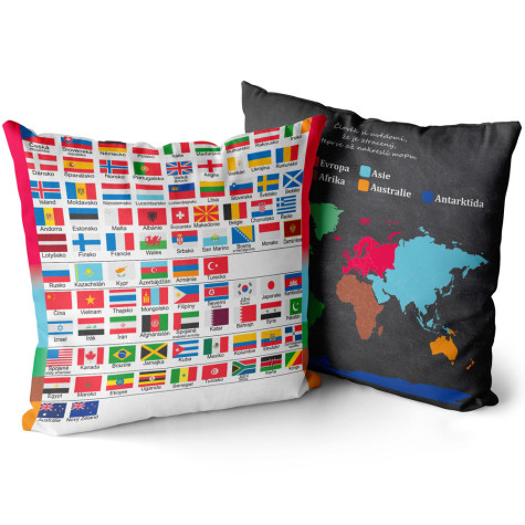 Polštář oboustranný 40 x 40 cm - Nejdůležitější vlajky ~ 2