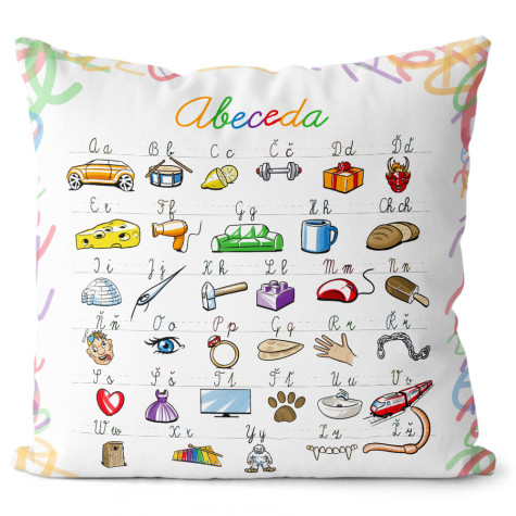 Polštář oboustranný 40 x 40 cm - Abeceda ~ 2
