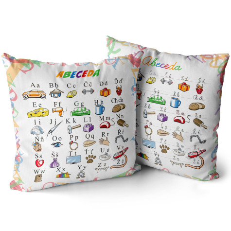 Polštář oboustranný 40 x 40 cm - Abeceda ~ 3