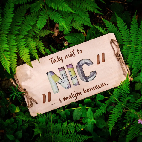 Dřevěná obálka na peníze Tady máš to NIC 20x10cm ~ 2
