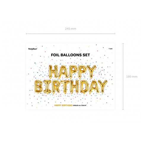 Nafukovací balónky - nápis Happy Birthday - zlaté