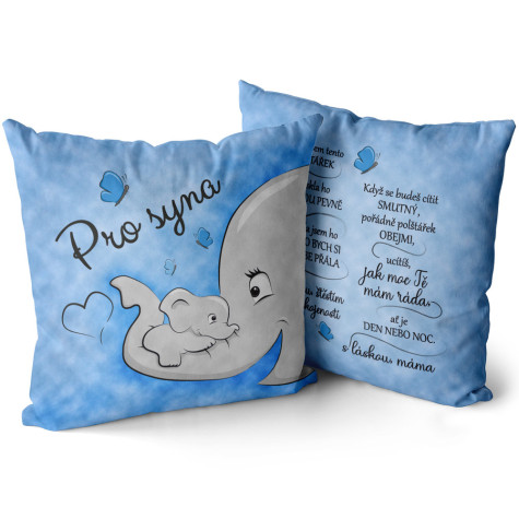 Polštář oboustranný 40 x 40 cm - Pro syna - sloni ~ 3