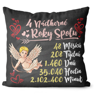 Polštář 40 x 40 cm - Nádherných let spolu - 4 roky