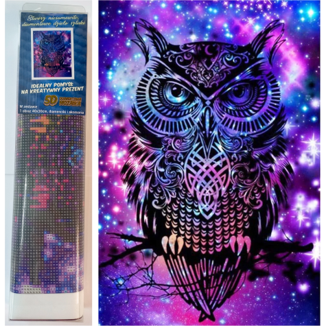 Norimpex Diamantový obrázek malování 30x40cm - Magická sova ~ 1