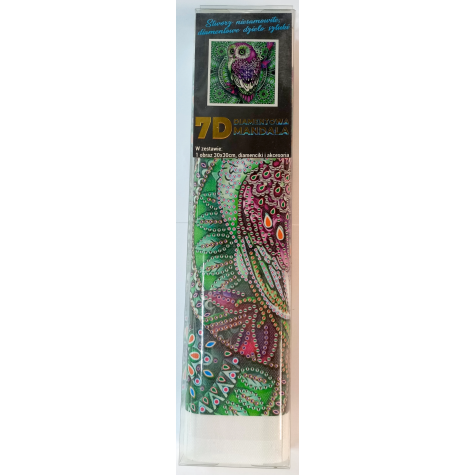 Norimpex Diamantové malování 7D obrázek 30x30cm - Sova na zelené mandale ~ 3