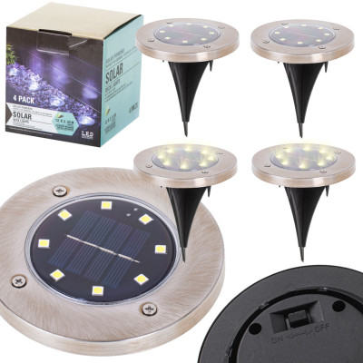 KIK Zahradní solární pozemní lampa 8LED 4ks teplá bílá