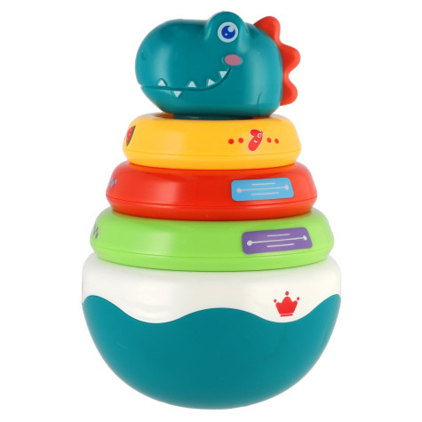 Roly Poly dinosaurus plast 16cm skládanka pyramida s kroužky se zvukem ~ 1