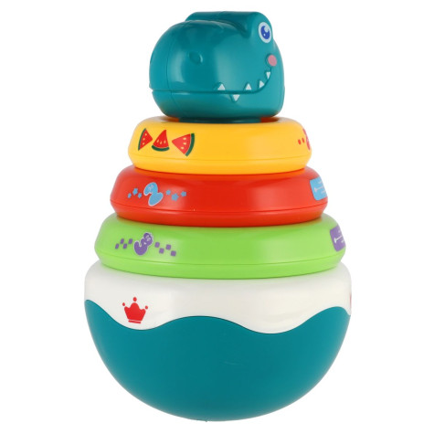 Roly Poly dinosaurus plast 16cm skládanka pyramida s kroužky se zvukem ~ 4