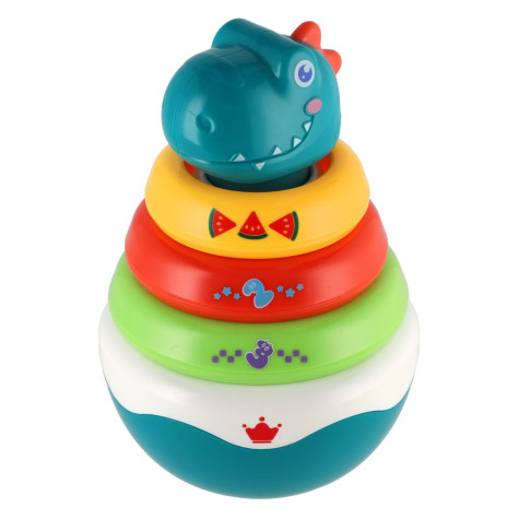Roly Poly dinosaurus plast 16cm skládanka pyramida s kroužky se zvukem ~ 5