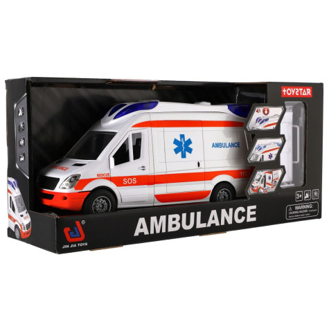 Auto ambulance plast 26cm s lehátkem na setrvačník se světlem se zvukem ~ 2