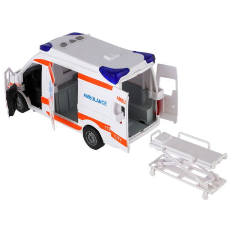 Auto ambulance plast 26cm s lehátkem na setrvačník se světlem se zvukem ~ 4