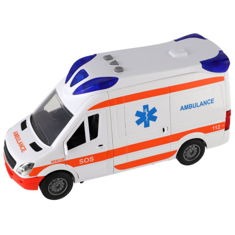Auto ambulance plast 26cm s lehátkem na setrvačník se světlem se zvukem ~ 6