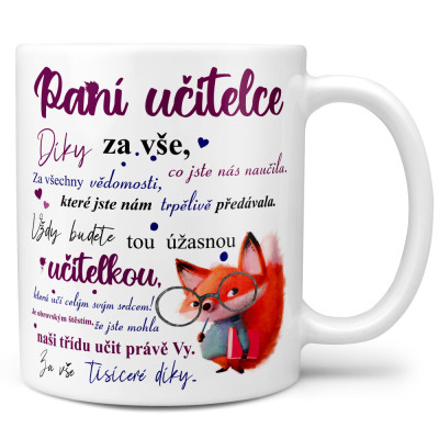 Hrnek 330 ml - Paní učitelce - liška