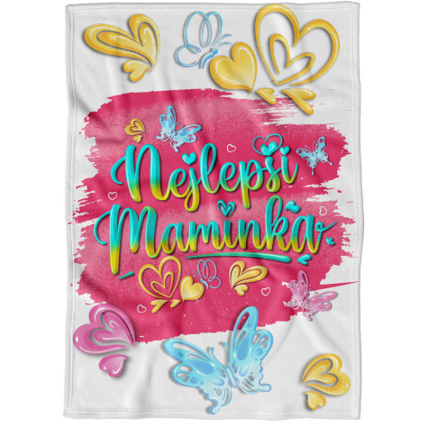 Deka 200 x 140 cm - Nejlepší maminka s motýlky - blop ~ 1