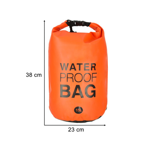 Nafukovací vodotěsný vak 15 L oranžový ~ 8