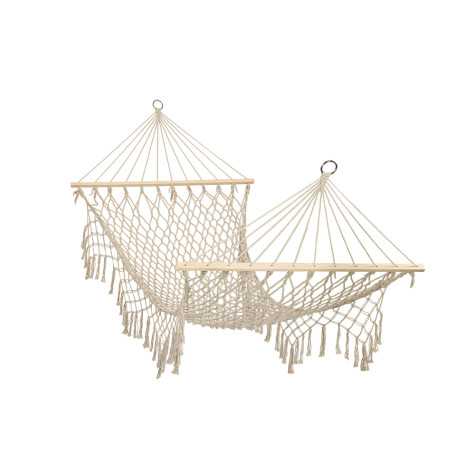 KIK Zahradní houpací síť Boho síťová třásně 200 cm béžová ~ 2