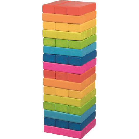 GOKI Balanční hra dřevěná věž Jenga duhová ~ 2