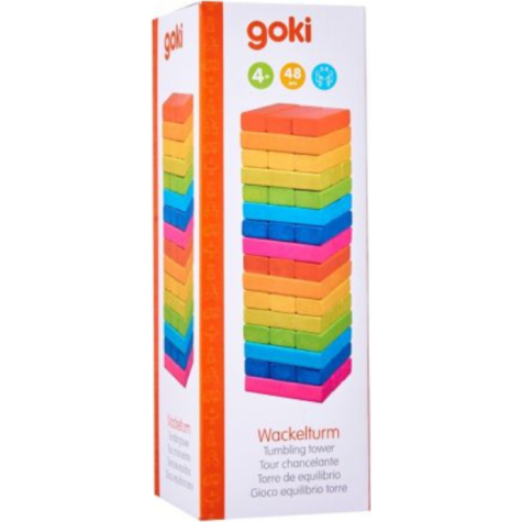 GOKI Balanční hra dřevěná věž Jenga duhová ~ 3