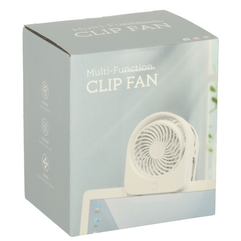 KIK Mini stolní ventilátor s klipem USB bílý ~ 1
