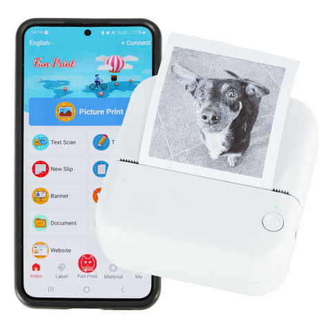 KIK Mini termotiskárna štítků USB čtvercová - modrá ~ 2